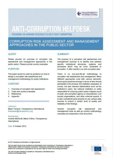Study: Corruption Risk Assessment and Management Approaches in the ...